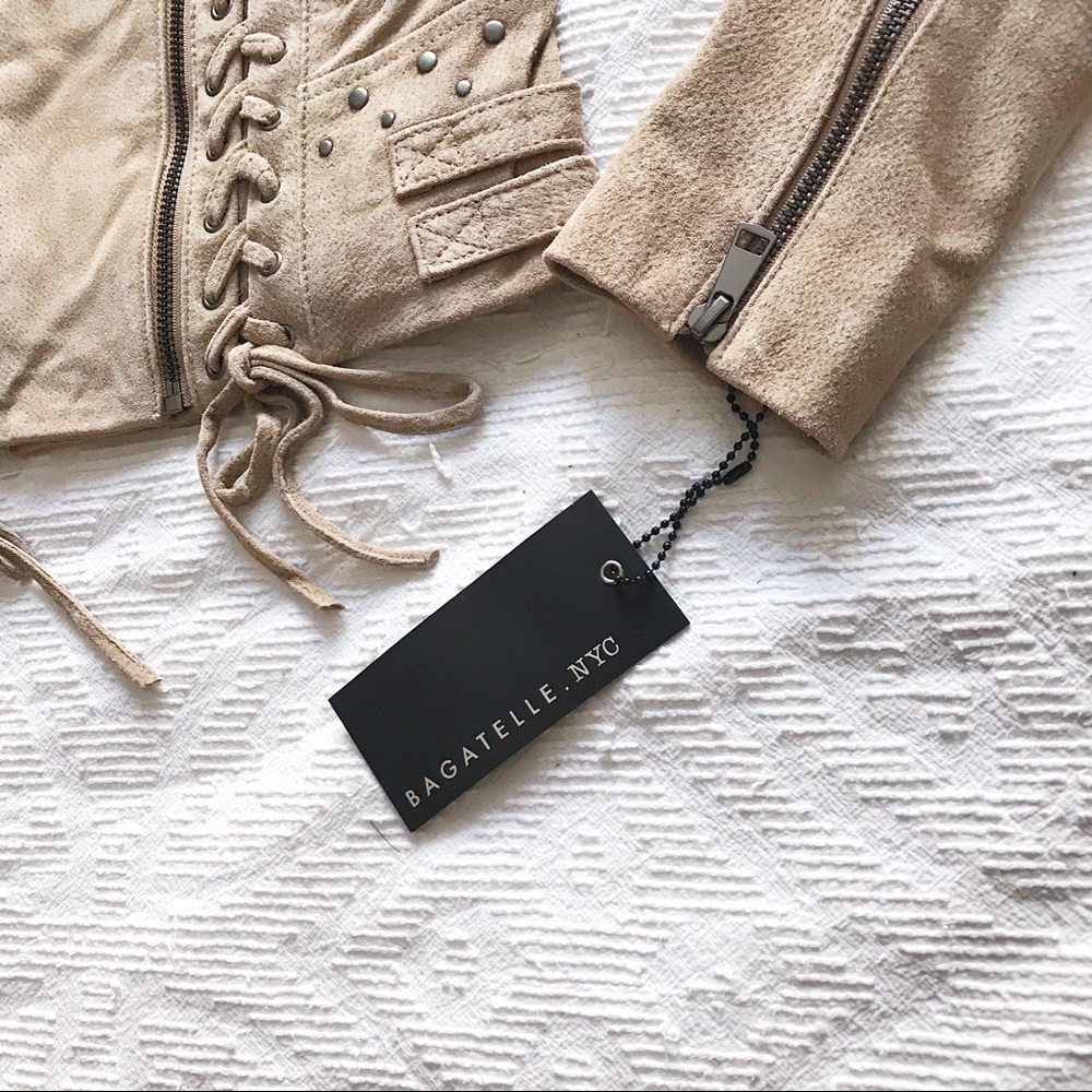 Bagatelle • Latte Tan Suede Western Biker Jacket - Picture 3 of 8